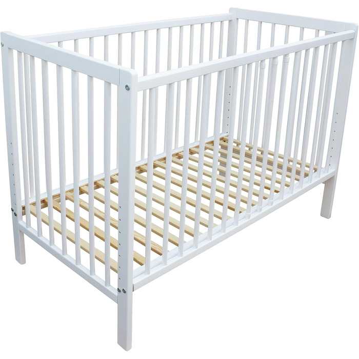 Дитяче ліжко Micoland - Приліжкове ліжко - Дитяче ліжко 120x60 см Трансформоване ліжко з ремінцем та колесами (біле) Біле