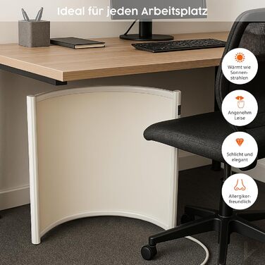 Інфрачервоний окремостоячий обігрівач Knighaus Інфрачервоний дуговий обігрівач - 300 Вт із сертифікацією TV/GS 5-річна гарантія виробника Ідеально підходить як настільний обігрівач Стійка підставка - Білий - 300 Вт