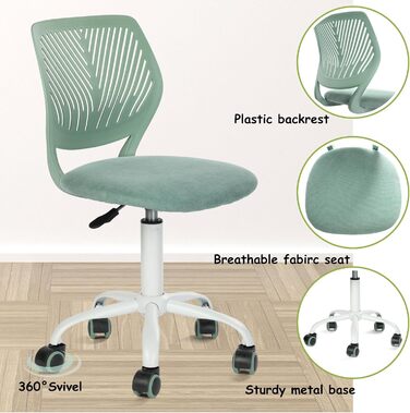 Крісло для домашнього офісу FurnitureR, ергономічне обертове крісло з регульованою висотою та коліщатками, сучасне комп&39ютерне крісло для навчання та офісу, тканина Morandi кольору Aqua, Крісло для домашнього офісу