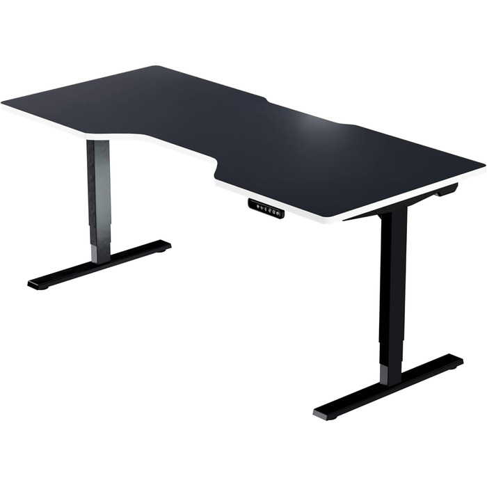 Темний ігровий стіл чорно-білого кольору - Стіл з електричним регулюванням висоти - Комп&39ютерний стіл - Ергономічний - Мінімалістичний - 180x80 см - Кабіна Чорно-білий 180x80 см - Кабіна