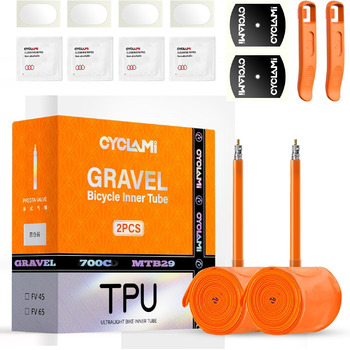 Велосипедна камера CYCLAMI TPU для Gravel та MTB (700x32-47c) для шосейних велосипедів, гравійних велосипедів, 46 г, надлегка