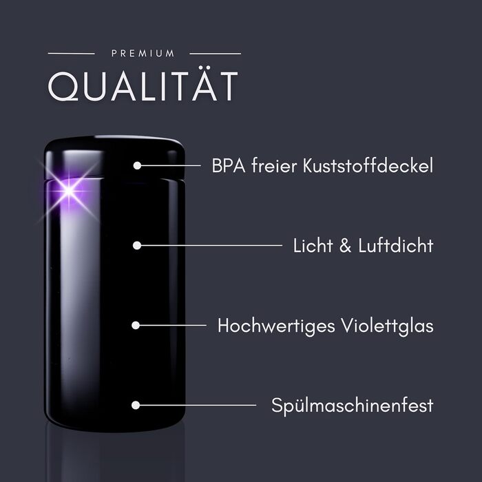 Елегантна скляна банка для зберігання ANCEVIA фіолетового кольору 1000 мл герметична ємність для зберігання з кришкою Банки для зберігання Miron, кришки, що закручуються, скляні контейнери з кришками, наприклад, для рису, мюслі, горіхів, кави, чаю та трав