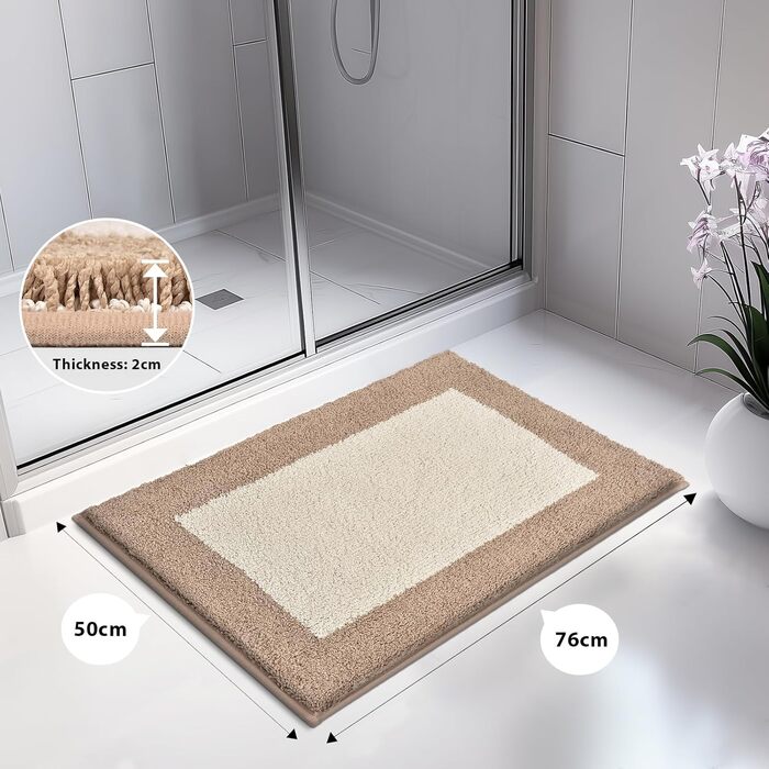 Килимок для ванної кімнати 50 x 76 см, нековзний килимок для ванни, килимок для ванни, що прається, килимок для душу, ванни та підлоги, бежевий 50 x 76 см