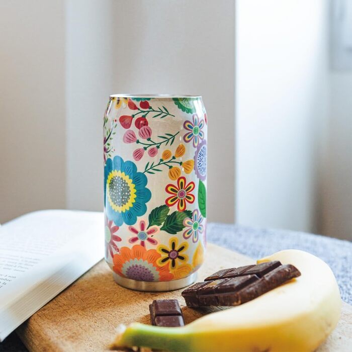 Ізольована пляшка для пиття Les Artistes Paris Pull can&39IT з нержавіючої сталі та поліпропілену кольору Eden, 280 мл, розміри 7,2 см x 7,2 см x 14 см, A-6828 280 мл Різнокольоровий