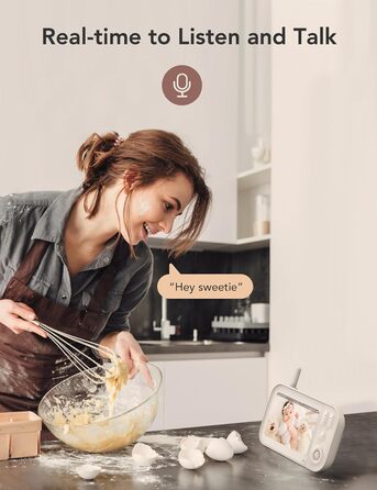 Відеоняня з камерою 5 дюймів, відеоняня з камерою без Wi-Fi, радіоняня з акумулятором 4000 мАг, нічне бачення 720P HD, двосторонні