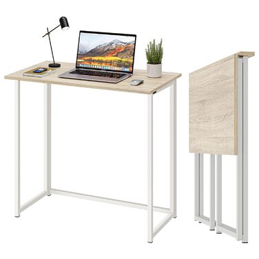 Складаний стіл Dripex, невеликий письмовий стіл, складаний, 80 x 45 см, не потребує складання, комп&39ютерний стіл, компактний стіл для домашнього офісу, кабінету, ПК (дуб)