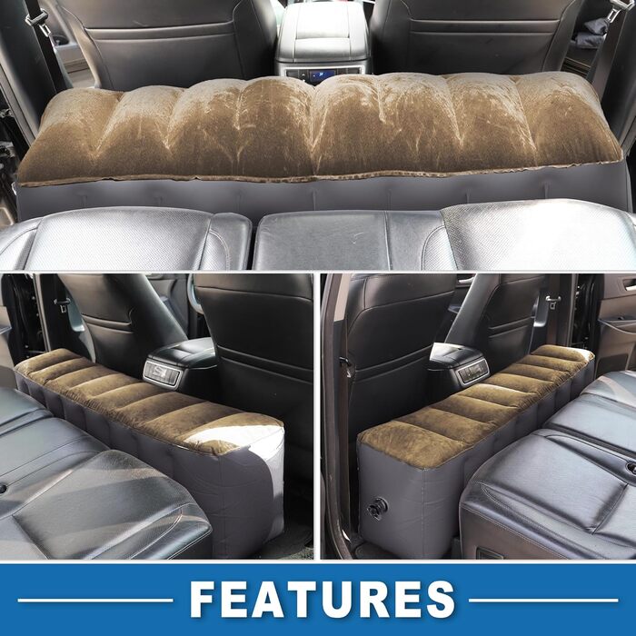 Автомобільний матрац, килимок для сну, надувний матрац для дрімоти під час подорожей, коричневий/сірий