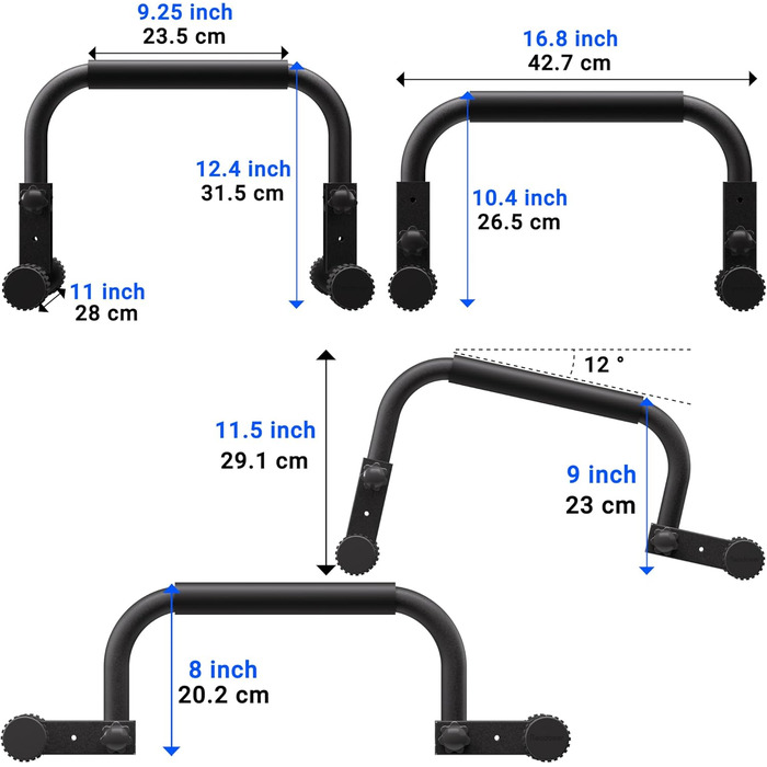 Міцний сталевий гриф для віджимань Ергономічна S-подібна форма для глибших віджимань Зручний для зап&39ястя та нековзний Домашній фітнес та силові тренування