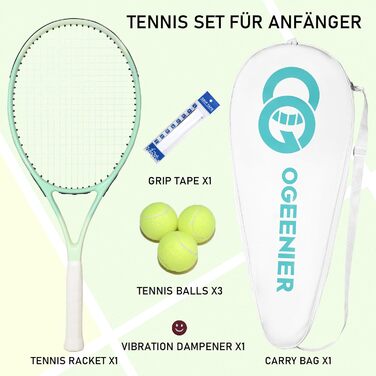 Тенісна ракетка OGEENIER 27" для дорослих – легка, зелена, для початківців та аматорів