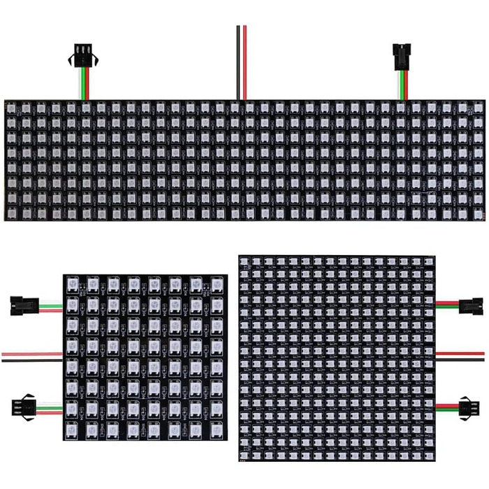 Цифровий гнучкий індивідуально адресований 5050 SMD панельний світильник WS2812 4X12 8X8 16X16 8X32 Світлодіодний модуль матричний екран DC5V (8X32 256 пікселів), 2812B RGB LED Pixel LED Matrix