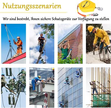 Захист від падіння, 10 м, висувний страхувальний пристрій для альпінізму, пристрій для спуску з висоти, страхувальний трос для робіт на даху та в горах, максимальне навантаження 150 кг
