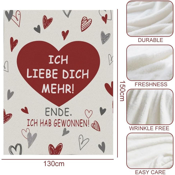 Подарунки &quotЯ тебе кохаю&quot для жінок та чоловіків, подарунки для партнера для нього та неї, персоналізована ковдра на річницю весілля, День святого Валентина, Різдво, подарунки на річницю весілля для чоловіків та жінок, плед-обіймач 150 x 130 см