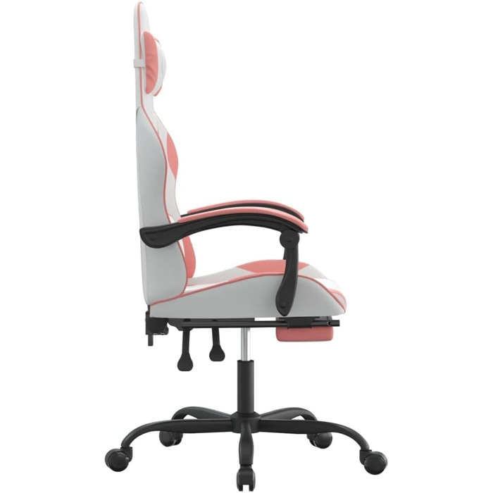 Ігрове крісло Біло-рожеве 57,5x59,5 см Регульована висота з підставкою для ніг Ергономічне штучна шкіра для домашнього офісу, ігрової обстановки та вітальні 57,5 x 59,5 x (121-131) см (Ш x Г x В) Рожеве