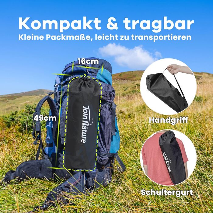 Надлегке складне кемпінгове ліжко для дорослих, портативне похідне ліжко, розкладне ліжко, вантажопідйомність 150 кг, кемпінговий шезлонг для наметів, для піших прогулянок та походів, чорний