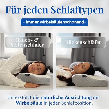 Ортопедична подушка для підтримки шиї, подушка з піни з ефектом пам&39яті, ергономічна подушка для шиї від болю в шиї, підходить для сну на спині, животі та на боці - в комплекті чохол (подушка)