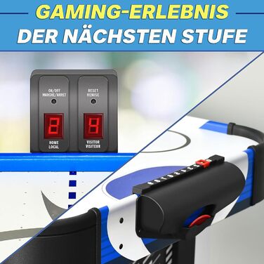 Аерохокейний стіл SereneLife з повітряними шайбами Ігровий стіл для повітряного хокею, ідеальний як ігровий стіл Настільний хокей для розваг Настільні ігри з повітряними шайбами та слайдерами Міцні столи для повітряного хокею для дітей та дорослих, синій 