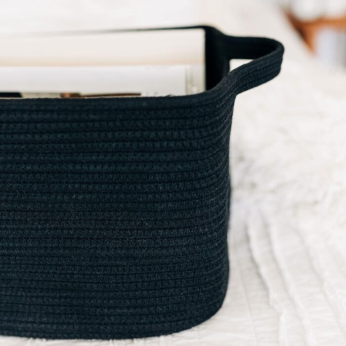 Кошик для зберігання OrganiHaus, чорний, місце для зберігання туалетного паперу, дитячий кошик для зберігання, плетений кошик, кошик для сходів, кошики та контейнери, маленький кошик для білизни, плетені кошики для зберігання, 35x23 см, чорний