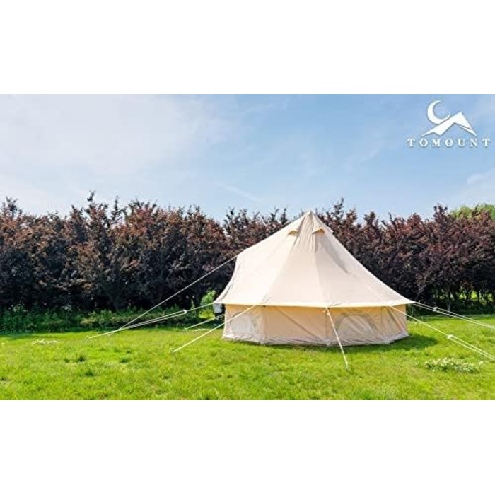 Намет TOMOUNT Bell 3 м 4 м Глемпінговий намет для 3-6 осіб Бавовняний сімейний намет Кемпінговий намет Намет-тіпі Пірамідальний намет для груп, сімей, кемпінгу на свіжому повітрі, вечірок 4 м