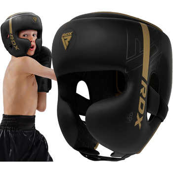 Дитячий боксерський шолом RDX для кікбоксингу, бойових мистецтв, тренувань змішаних мистецтв (MMA), шкіряний шолом Maya Hide Kara для спарингу муай-тай, боксерський шолом для крав-мага, муай-тай, карате та тхеквондо, золотий стандарт