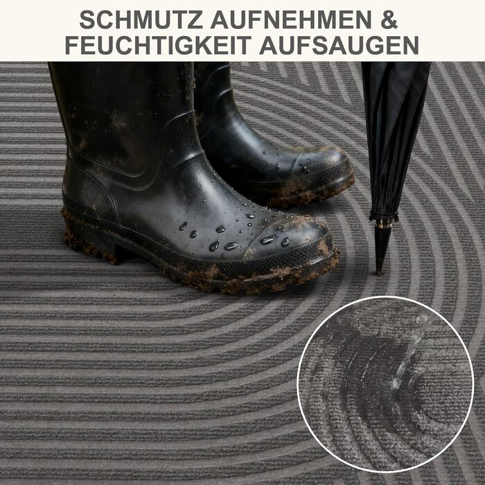 Килимок FEOMOS для внутрішніх/зовнішніх дверей 50x80 см, нековзний, брудозатримуючий килимок з абсорбуючою здатністю, миється та міцний, для вхідних дверей, коридору, балкону, кухні - сірий