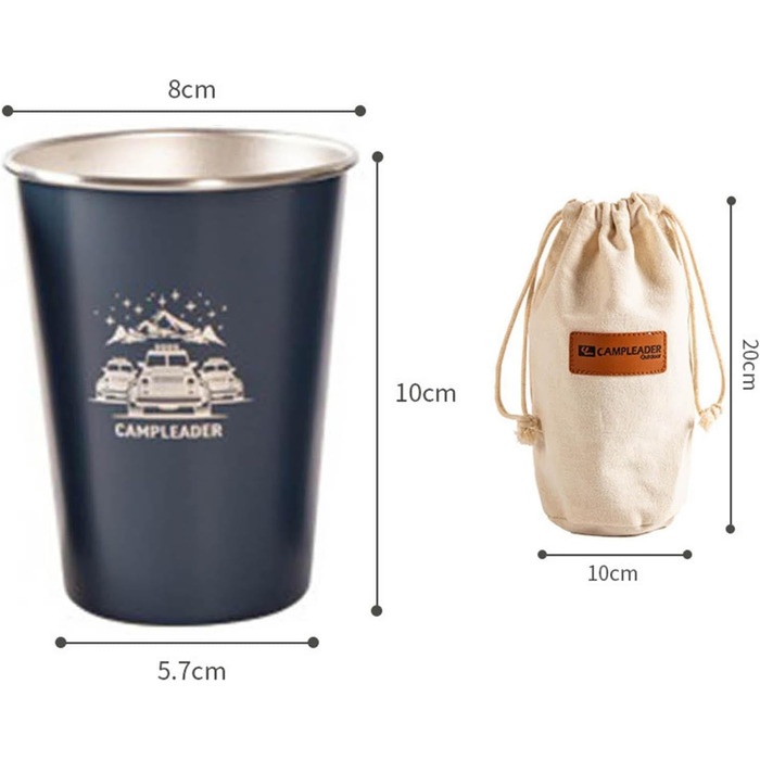 Чашки для активного відпочинку, виготовлені з нержавіючої сталі, що штабелюється, ідеально підходять для кемпінгу, подорожей та щоденного використання. У комплект входять 4 склянки з нержавіючої сталі, столові прибори, посуд для вечірок та скелелазіння, ч