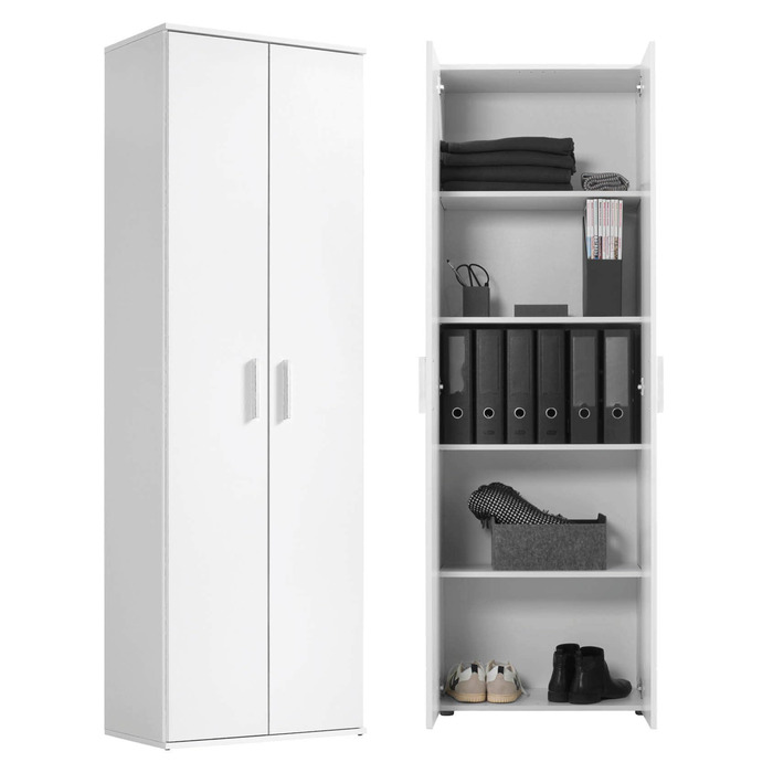 Шафа для документів mokebo, багатофункціональна шафа (60x180 см) Довга з дерева, також підходить як офісна шафа, універсальна шафа або шафа для взуття, а також як комора або шафа білого кольору -11 багатофункціональна шафа З відділеннями