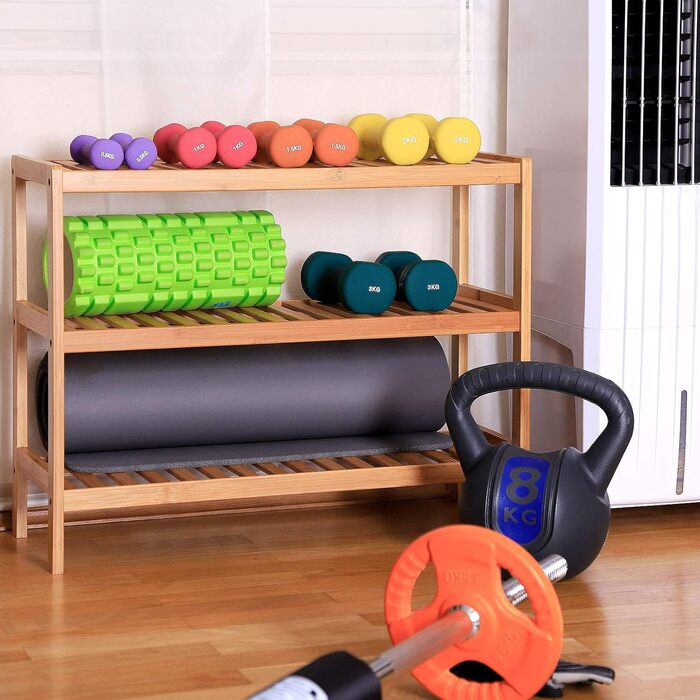 Полиця для взуття dibea з 3 полицями, бамбукова шафа для взуття, окремостояча полиця, кухонна полиця, полиця для вітальні, 70x26x55 см, натуральний колір, натуральний, 70x26x55 (3 полиці)