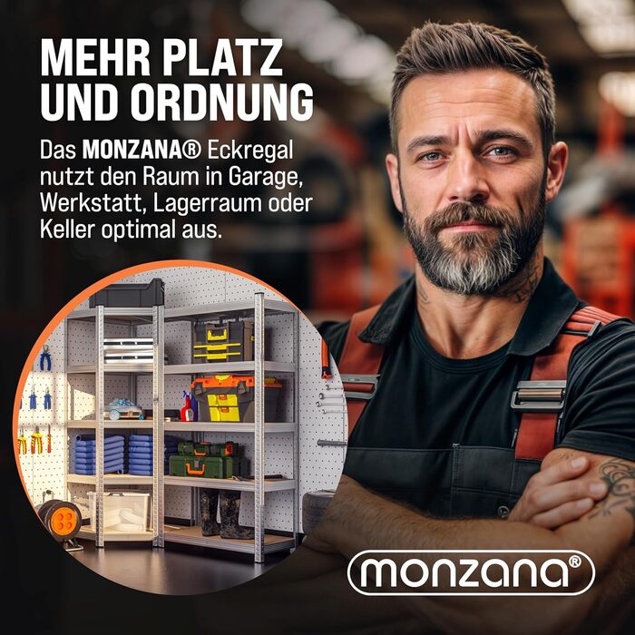 Кутова полиця Monzana 180x70x40 см 875 кг 5 полиць МДФ Міцна полиця Полиця для підвалу Вставна полиця Полиця для майстерні Срібний колір