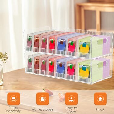 Органайзер для чайних пакетиків з 2 акрилових частин, знімний, 14 відділень, для зберігання чайних пакетиків, акрилова чайна коробка, 36,515,89,5 см, простий у використанні для чаю, кавових капсул, цукру