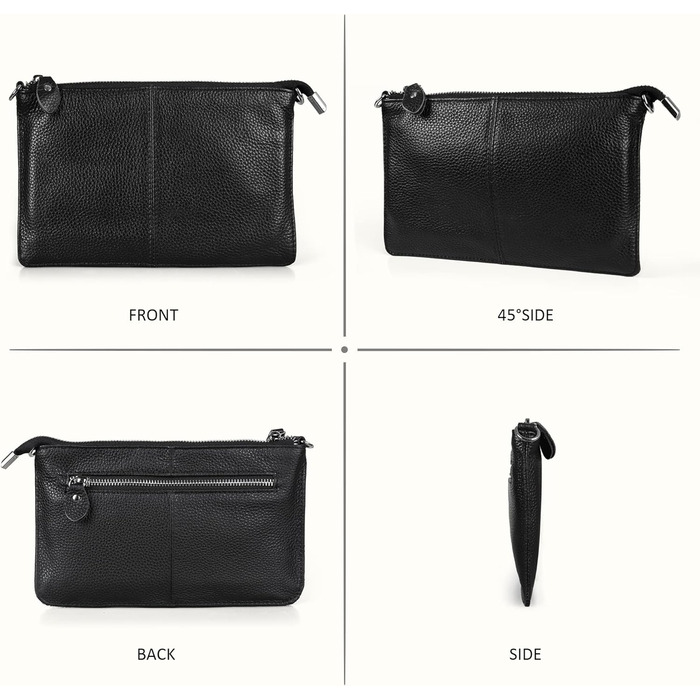 Жіноча сумка-клатч befen з натуральної шкіри, маленький кроссбоді, з RFID-блокуванням, блискавкою, плечовим ремінцем та ремінцем на зап&39ястя, чорного кольору