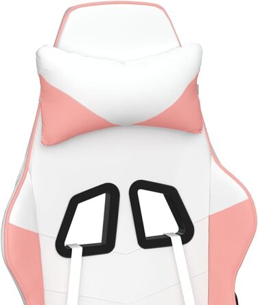 Геймерське крісло, біла та рожева штучна шкіра, матеріал метал