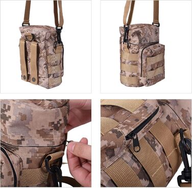 Набір титанових фляг iBasingo, найлегший військовий посуд, пляшка для води на 1100 мл, каструля на 750 мл та 400 мл з кришкою, підвісний сталевий трос та камуфляжна сумка, посуд для кемпінгу, походів на природі Ti2049C