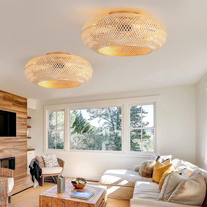 Стельовий вентилятор з підсвічуванням і пультом дистанційного керування Тихий E27 ретро бамбуковий стельовий світильник з вентилят