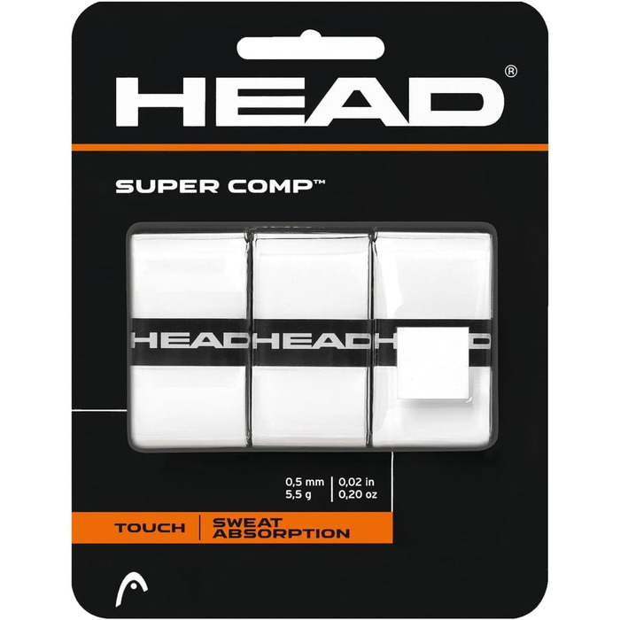 Обмотка для ручки HEAD Supercomp – біла, один розмір, еластомер, максимальне зчеплення + вологопоглинання