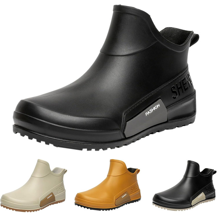 Гумові чоботи BILIKEYU для жінок та чоловіків, плоскі, нековзні, водонепроникні гумові чоботи для роботи, риболовлі, миття автомобіля, кухні, гумові чоботи, короткі чоботи, розмір 39, сірі