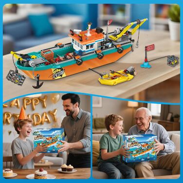 Конструктор HiWEEGO City Fishing Boat Shipyard Boat Construction Kit HG1047, 762 деталі, плавучий човен