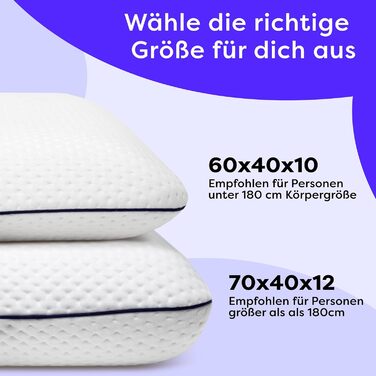 Подушка для шиї Wolkenfeld з піни з ефектом пам&39яті 60x40x10 Дихаюча та зручна подушка для шиї Оптимальна підтримка шиї, спини та плечей Волокно Tencel Сертифіковано Oeko-TEX
