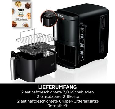 Аерофритюрниця Ninja Double Stack, 7,6 л, на 6 порцій, чорна