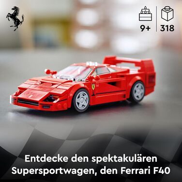 Суперкар Ferrari F40, Ігровий набір із збірною іграшковою машинкою та мініфігуркою водія, Колекційний набір для дітей, Подарунок для хлопчиків та дівчаток 76934