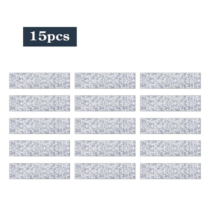 Сходинки для сходів Lahome сірого кольору зі штучної вовни, 20,3 x 76,2 см, нековзка основа, м&39яка поверхня, що миються, доріжки для сходів, східні доріжки для дітей, для домашніх тварин, 15 шт.