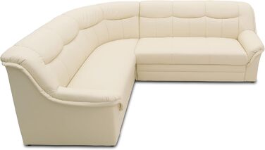 Кутовий диван DOMO. колекція Berlin, позачасовий шкіряний кутовий диван з високоякісною пружинною оббивкою, L-подібний диван зі штучної шкіри, 3-місний з правого боку, диван 205 x 250 x 89 см, бежевий (кремовий) Бежевий 3-місний з правого боку