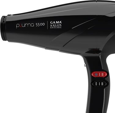 Професійний фен GA.MA Italy Pluma 5500 Oxy-Active, 2400 Вт, італійський AC-двигун, технології System C та Oxy-Active для блискучого та гладкого волосся, чорний