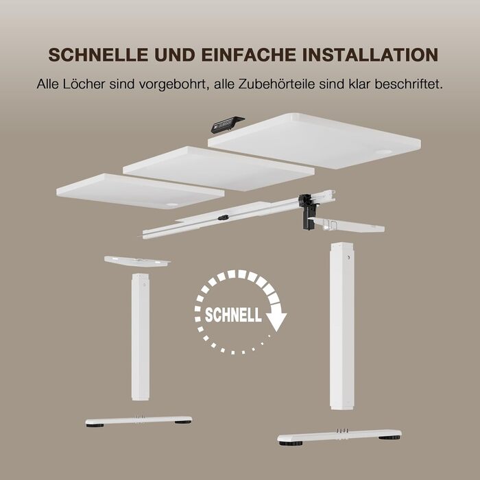 Стіл з регульованою висотою 140 x 60 см, електрично регульований стіл для офісу, комп&39ютерний стіл з функцією пам&39яті, стіл для роботи стоячи, білий 140 x 60 см