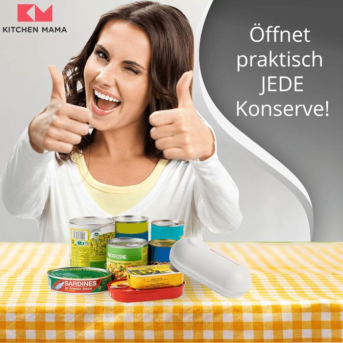 Електричний консервний нож Kitchen Mama Mini - кишеньковий консервний нож з легким дотиком, без гострих країв, зручним для подорожей форматом і чіпким дизайном - білий