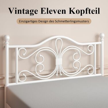 Ліжко 140x200 з узголів&39ям та узніжжям у формі метеликів/основа матраца/місце для зберігання речей під ліжком/рейковий каркас не потрібен/легке складання/тиха робота/білий 140 x 200 см