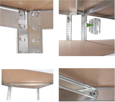 Посилений стелаж, Безболтовий стелаж, 200x100x30 см, Архівний стелаж, Посилений стелаж, Стелаж для зберігання, Стелаж для підвалу, Металевий стелаж, Стелаж для гаража, Стелаж для документів, 2 шт.