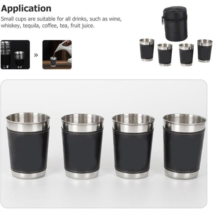Маленькі чарки з нержавіючої сталі об&39ємом 70 мл з футляром для перенесення, портативні келихи для вина в поході, ударостійкі металеві чашки для подорожей на природі та пікніків