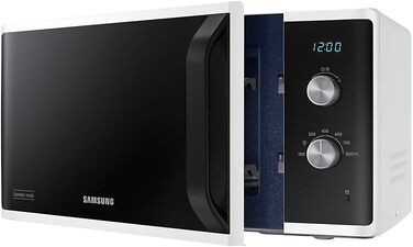 Мікрохвильова піч Samsung MW3500 MS23K3614AW / Цокольний поверх / 800 Вт / 23 л місця для приготування їжі / Ширина 48,9 см / Стійка до подряпин керамічна емаль внутрішня частина / 6 рівнів потужності / Білий одинарний