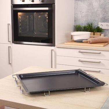 Деко для випікання Grizzly регулюється за розміром, деко для духовки висувається від 41 до 51 см, з обідком висотою 2 см, регульований деко для духовки Висувна рама, 41-51 см