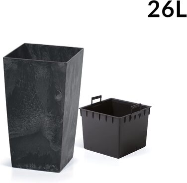 Квітковий горщик Deuba 26 л 50x26,5x26,5 см, імітація бетону, з полицею, для приміщень та вулиці, ящик для квітів, антрацитовий, 26 літрів, антрацитовий